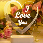 USB ile Çalışan 3D "Seni Seviyorum" Kalp Gece Lambası
