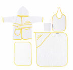 Sema Baby 5 Parça Bebek Bornoz Seti - Sarı