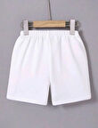 Kadın Beli Lastikli Mini Düz Şort - Beyaz