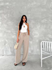 Ayrobin Oversize Kadın Pantalon - Bej