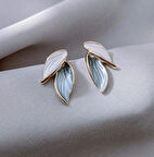 Vintage Mavi Yaprak Küpe