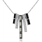 Monemel Siyah Kristal Taşlı Kolye (Altın Kaplama)