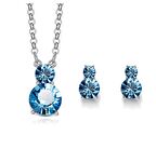 Monemel Mavi Mini Swarovski Taşlı Kolye ve Küpe Set