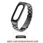 Mijobs Xiaomi Uyumlu Mi Band 4-3 Aklıllı Saat 3 Bakla Çelik Kayış Kordon-(5775)