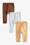 Next Baby % 100 Pamuklu Krem Kahve 3’lü Jogger Set