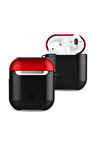 Airpods 2 (2.nesil) 3in1 Kılıf - Siyah-Kırmızı-(5796)