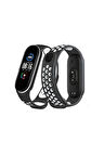 Xiaomi Mi Band 4 Spor Delikli Kordon - Siyah-Beyaz-(5796)