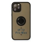 İphone 12 Pro Kılıf Montreal Yüzüklü Silikon Kapak - Siyah
