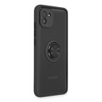 Samsung Galaxy A03 Kılıf Montreal Yüzüklü Silikon Kapak - Siyah