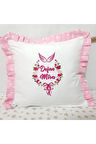 40x40 Cm Fırfırlı Nakışlı Kırlent Bebek İsimli Takı Yastığı İçi Dolgulu