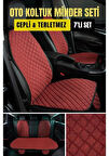jaguar XJ 2003 - 2007 Terletmez Kaymaz Keten Oto Minder Kılıf Komple Set ( 7 Parça ) Kırmızı
