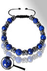 Sertifikalı Silver Hematitli Lapis Lazuli Taşı Bileklik - Ayarlamalı