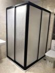 80X130 Teknesiz Duşakabin Siyah Profil Plastik Mika Cam