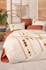 Nishev Puff Nakışlı Ranforce Çift Kişilik Nevresim Takımı - Amaris Kiremit