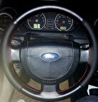 DİKİŞLİ DİREKSİYON KILIFI NOKTALI DERİ MİNİKARE KARBON DERİ KIRMIZI DİKİŞLİ F.OR.D CONNECT