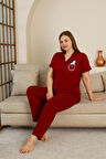 Büyük Beden %100 Pamuk Düğmeli Kadın Pijama Takımı – Rahat ve Şık Gömlek Pijama Tasarımı 