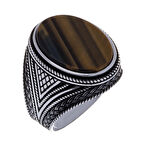 925 Ayar Gümüş Kaplangözü Taşlı Örgü Model Yüzük Büyük Boy