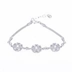 Baget Taşlı Çiçek Model 925 Ayar Gümüş Kadın Bileklik