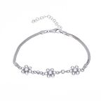 Çiçek Model Zirkon Taşlı 925 Ayar Gümüş Kadın Bileklik 