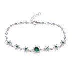 Yeşil Zirkon Taşlı Çiçek Model 925 Ayar Gümüş Kadın Bileklik