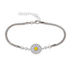 Papatya Model Mine-Zirkon Taşlı 925 Ayar Gümüş Kadın Bileklik