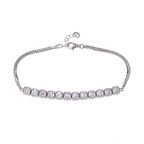 Kare Zirkon Taşlı Yarım Tur Model 925 Ayar Gümüş Kadın Bileklik