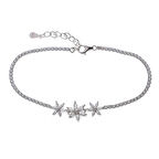 3'lü Çiçek Model Zirkon Taşlı 925 Ayar Gümüş Kadın Bileklik