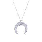 925 Ayar Gümüş Büyük Ters Hilal Kolye