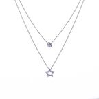 Yıldız Tektaş Model Zirkon Taşlı 925 Ayar Gümüş İkili Kadın Kolye