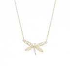 Yusufçuk Model Gold Rengi Baget Zirkon Taşlı 925 Ayar Gümüş Kadın Kolye