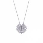 Kalp Yonca Model Zirkon Taşlı Açılır-Kapanır 925 Ayar Gümüş Aşk Kadın Kolye