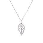 Sedef Çiçekli Yaprak Model Zirkon Taşlı 925 Ayar Gümüş Kadın Kolye