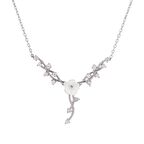 Sedef Çiçekli Sarmaşık Model Zirkon Taşlı 925 Ayar Gümüş Kadın Kolye