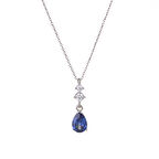 Lacivert Damla Model Zirkon Taşlı 925 Ayar Gümüş Kadın Kolye