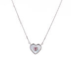 Kalp Model Sedef Pembe Zirkon Taşlı 925 Ayar Gümüş Kadın Kolye