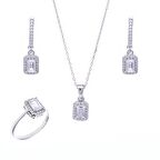 4-6 mm Baget Taşlı 925 Ayar Gümüş Kadın Takı Seti 