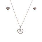 Kalp Model 925 Ayar Kolye Çivili Küpe Kadın 2'li Set