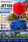 JET150 MAVİ SU HİDRAFORU BASINÇLI SU POMPASI 24 LİTRE TANK OTOMATİK 1.5 Hp 500 mt YATAY SU ATAR İKİL