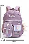 Relaxion 2174-1450 İthal Kore Tarzı Unisex Çocuk İlkokul Sırt Çantası - NKT02174-MOR-TEKEBAT