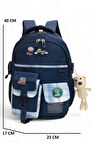 Relaxion 2174-1450 İthal Kore Tarzı Unisex Çocuk İlkokul Sırt Çantası - NKT02174-lacivert-TEKEBAT
