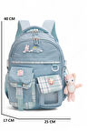 Relaxion 2174-1450 İthal Kore Tarzı Unisex Çocuk İlkokul Sırt Çantası - NKT02174-mavi-TEKEBAT