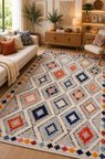 Norella Home Bohem Etnik Desenli Halı Çok Renkli 60 x 90 cm Kaymaz Tabanlı Yıkanabilir Dijital Baskı