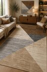Norella Home Modern Geometrik Halı 60x90 cm Polyester Çok Renkli Makinede Yıkanabilir Kaymaz Taban
