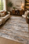 Norella Home Halı Modern Soyut Desenli Dijital Baskı Yıkanabilir Kaymaz Taban Gri Gold 200x300 cm