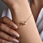 14 Ayar Altın Kaplama İç İçe Geçen İsimli Halka Sonsuzluk Bileklik - CB00138