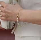 925 Ayar Gümüş Cream Tatlısu İncisi Kol Bileklik-5mm