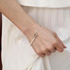 925 Ayar Gümüş Cream Tatlısu İncisi Bileklik-6mm