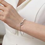 925 Ayar Gümüş Cream Tatlısu İncisi Bileklik-5mm