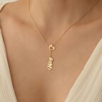 925 Ayar Gümüş Kişiye Özel İsim Yazılı Sallantılı Kalp Kolye