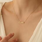 925 Ayar Gümüş French Script Font İsim Yazılı Kolye